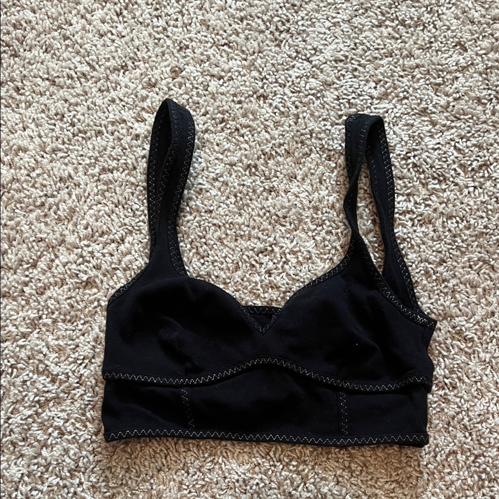 For Love And Lemons Black Wireless Longline Bralette